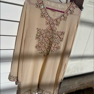Creamy Pink beaded Tunic XL